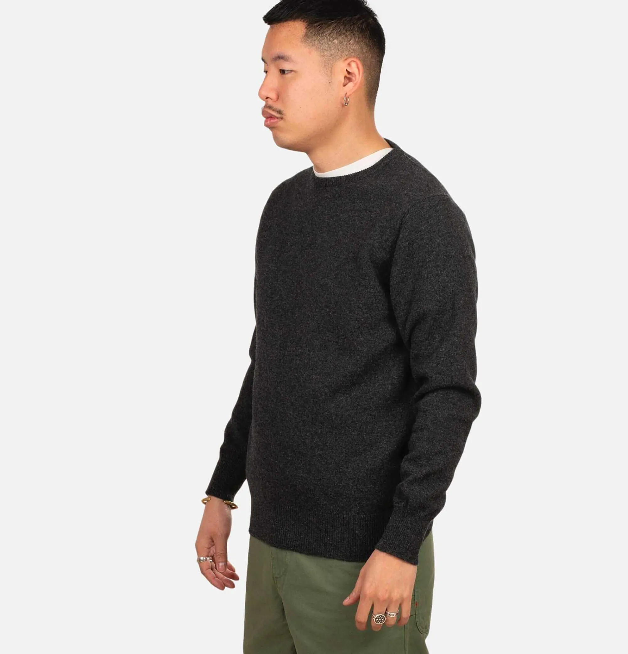 WILLIAM LOCKIE Round Neck Pullover Charcoal