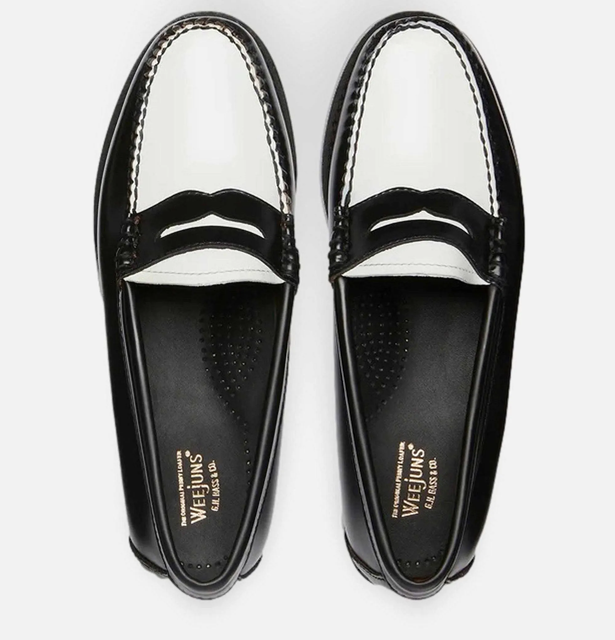 Men G.H. BASS Weejuns Penny Loafers Black & White