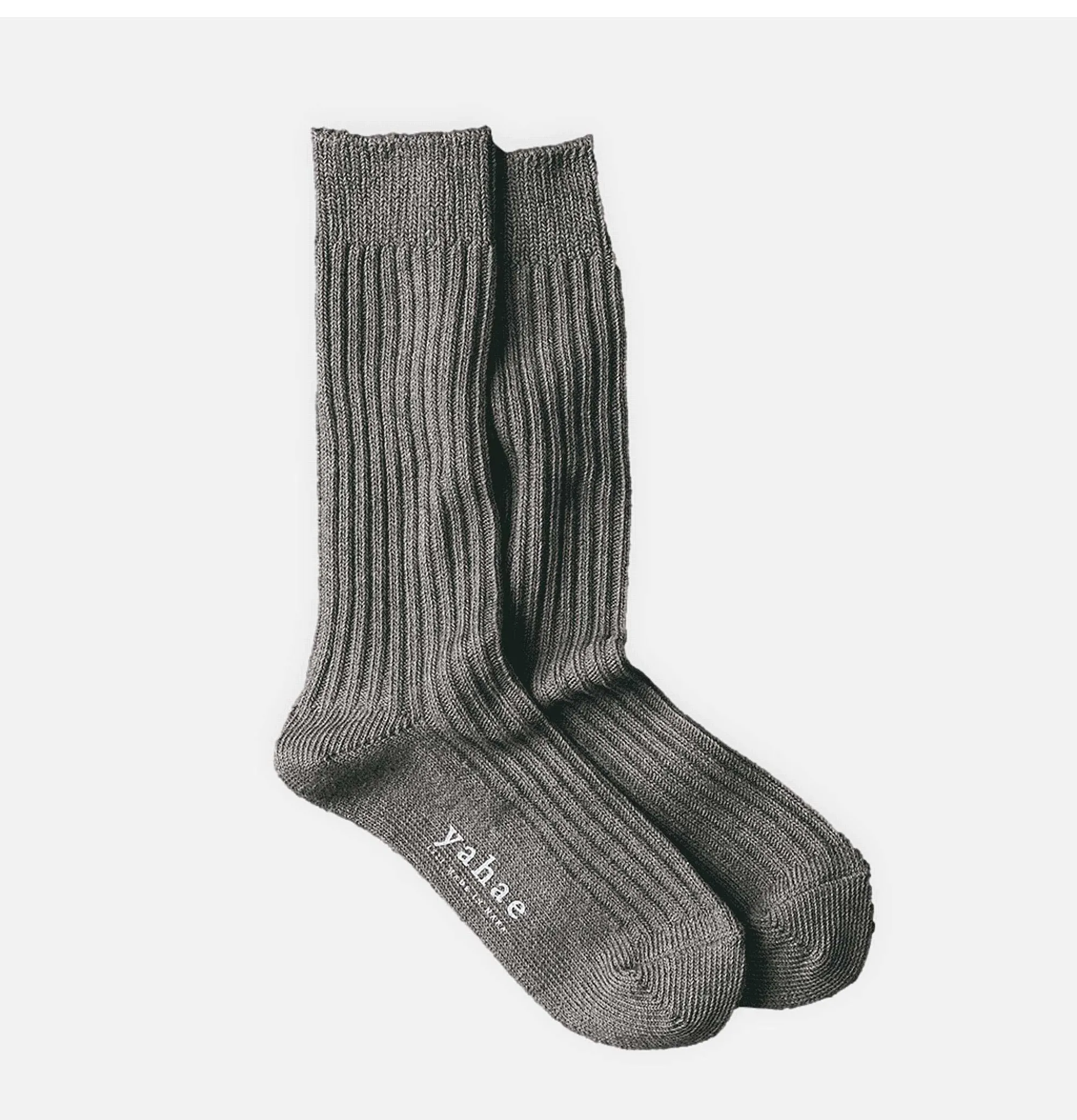Men YAHAE Yak Ribbed Socks Grey