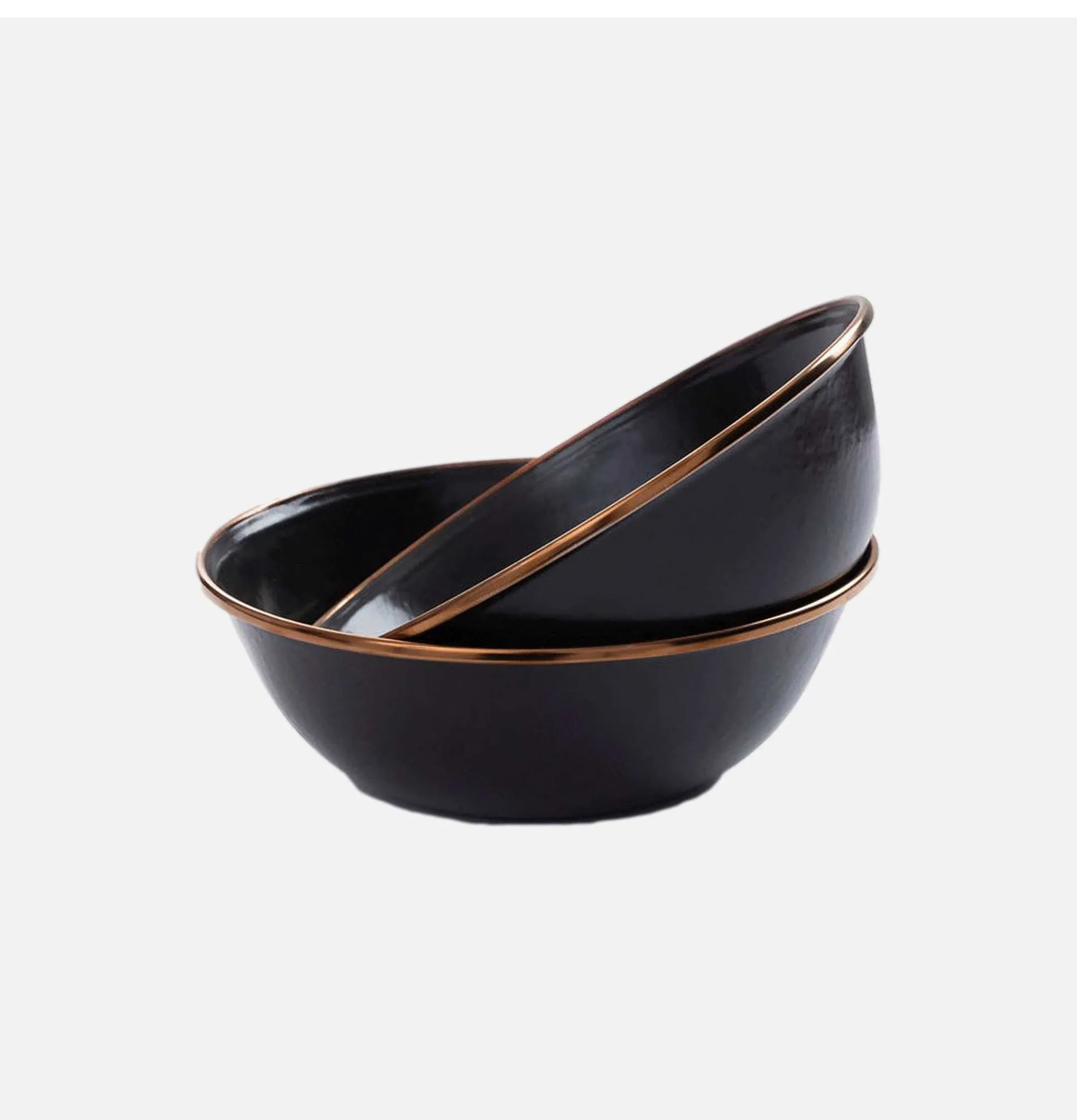 Women BAREBONES Enamel Bowl Set X 2 Charcoal.