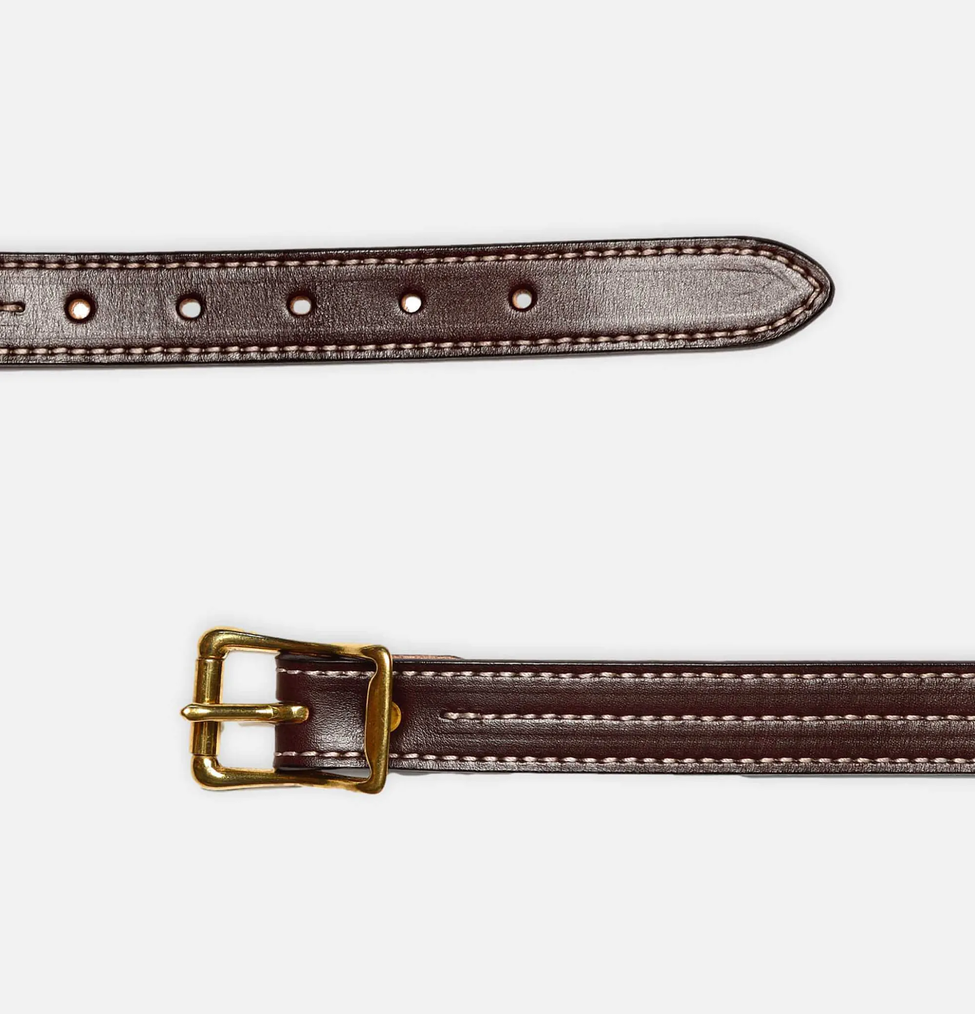 YUKETEN Triple Stitched Belt Dark Brown