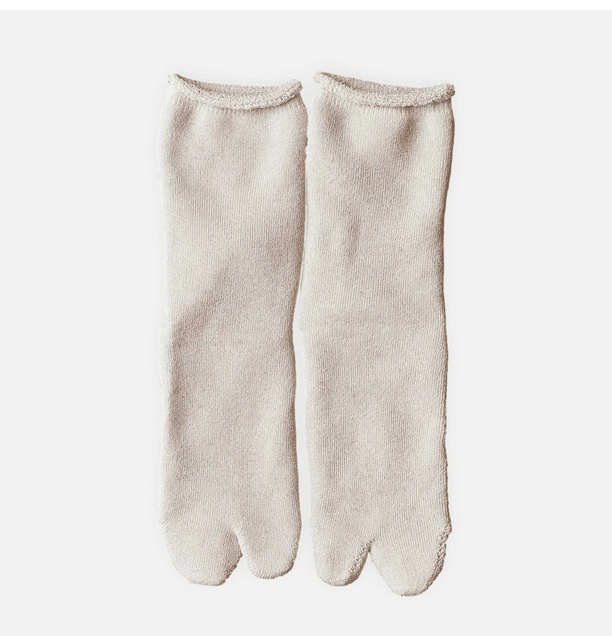 Men YAHAE Tabi Pile Socks Natural