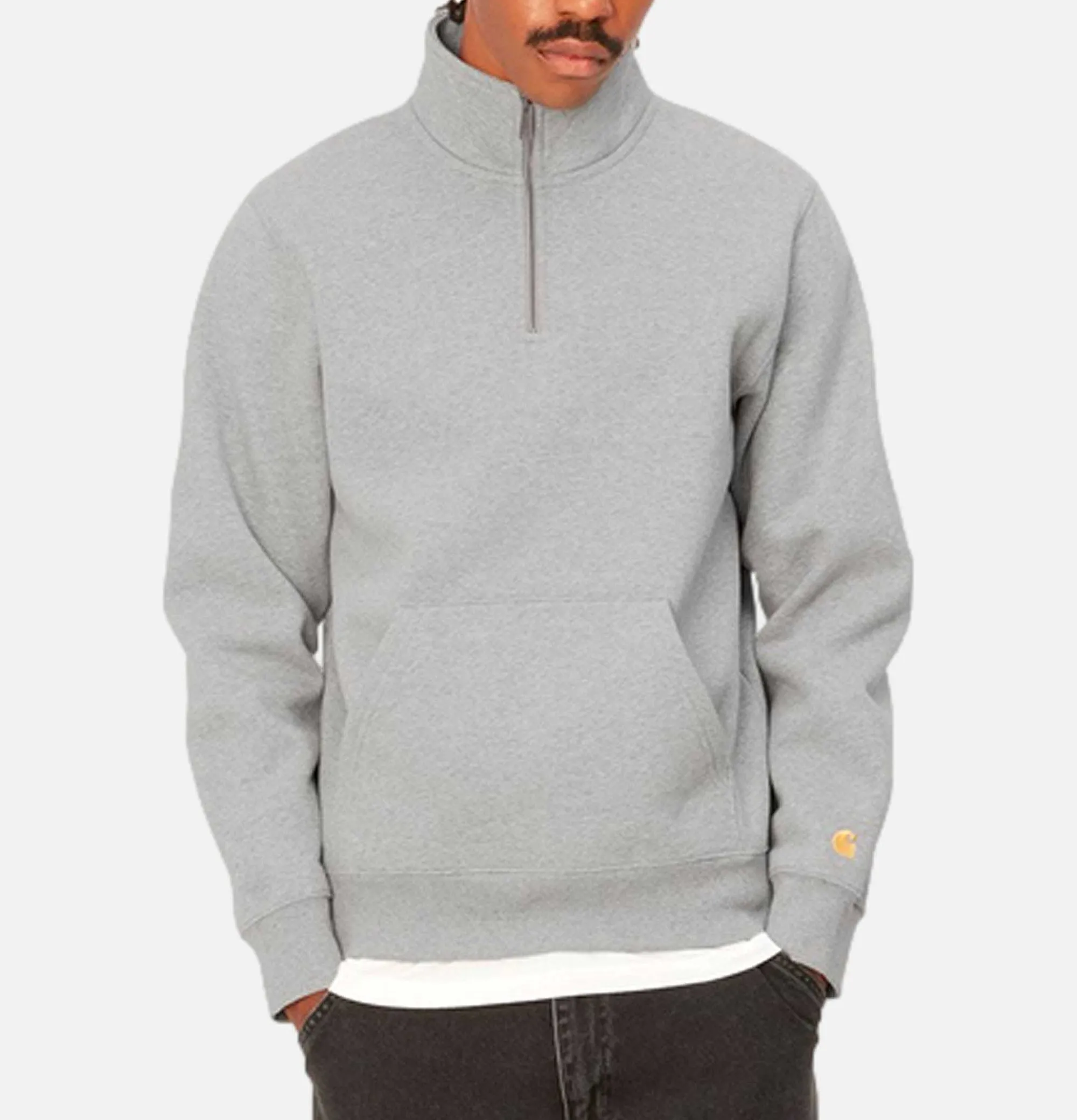 CARHARTT WIP Chase Neck Zip Sweat Grey Heather